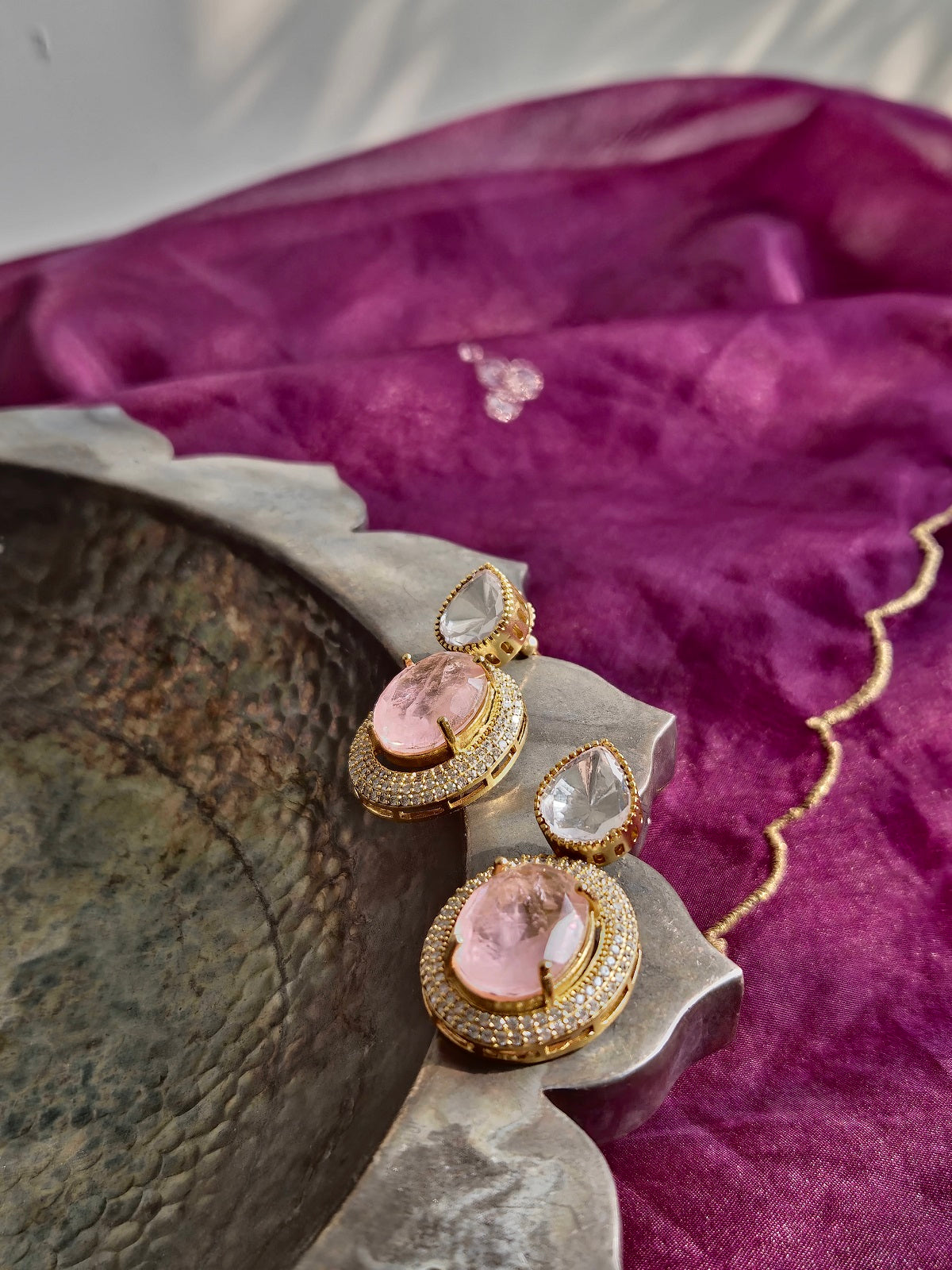 Pink Stone Earrings