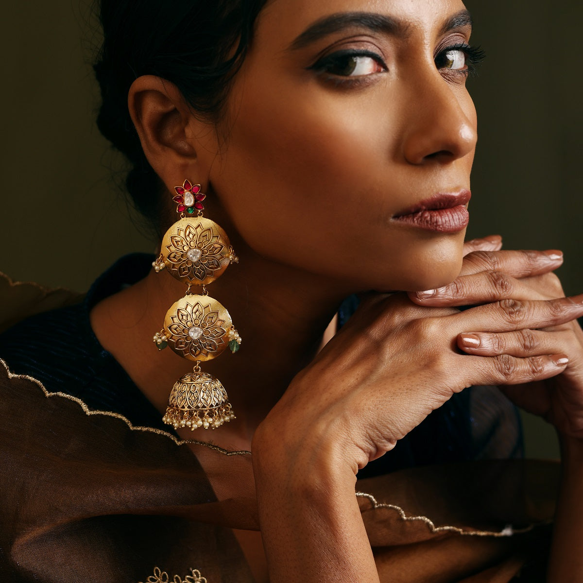 Layered Lotus Jhumkas