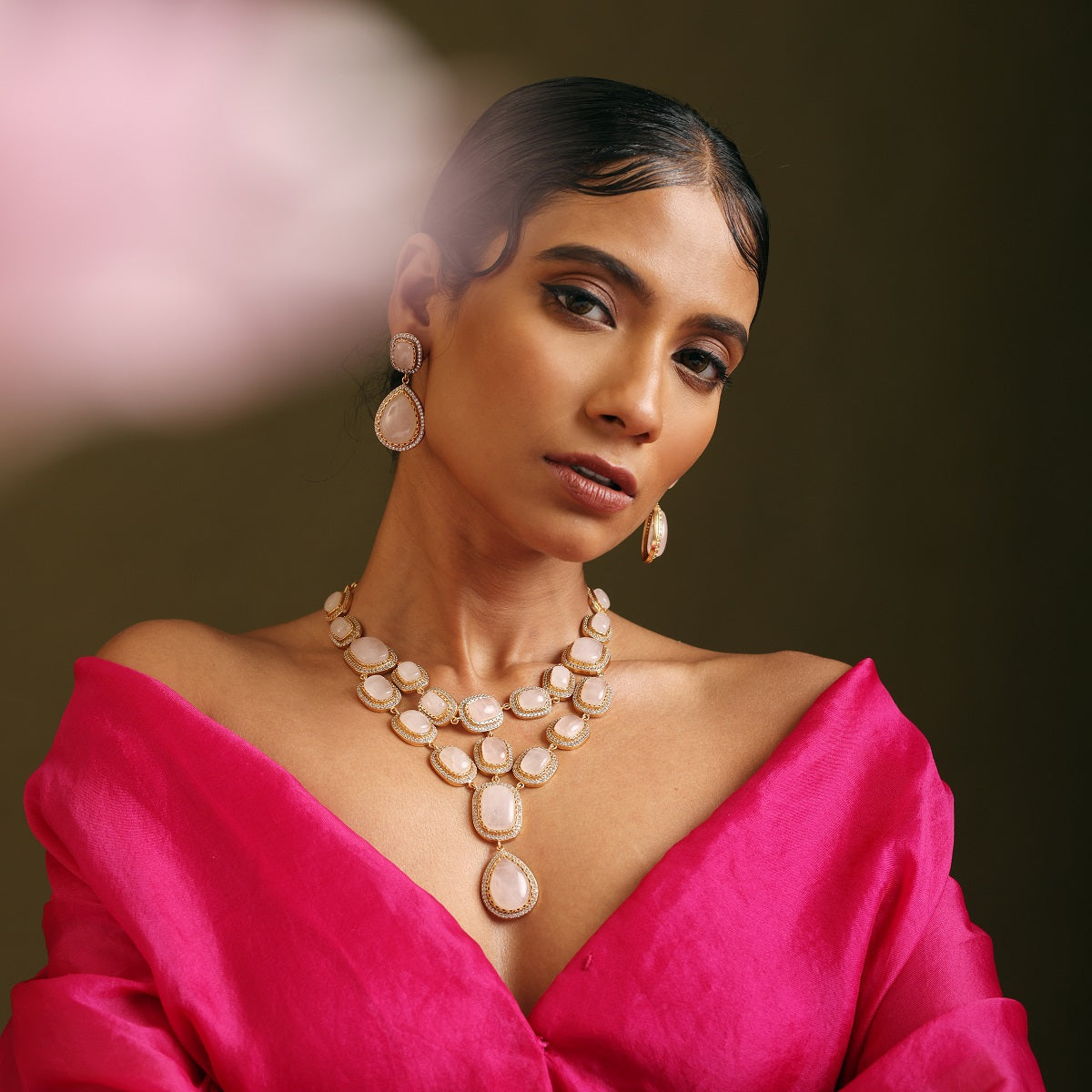 Rose Pink Layered Stone Set