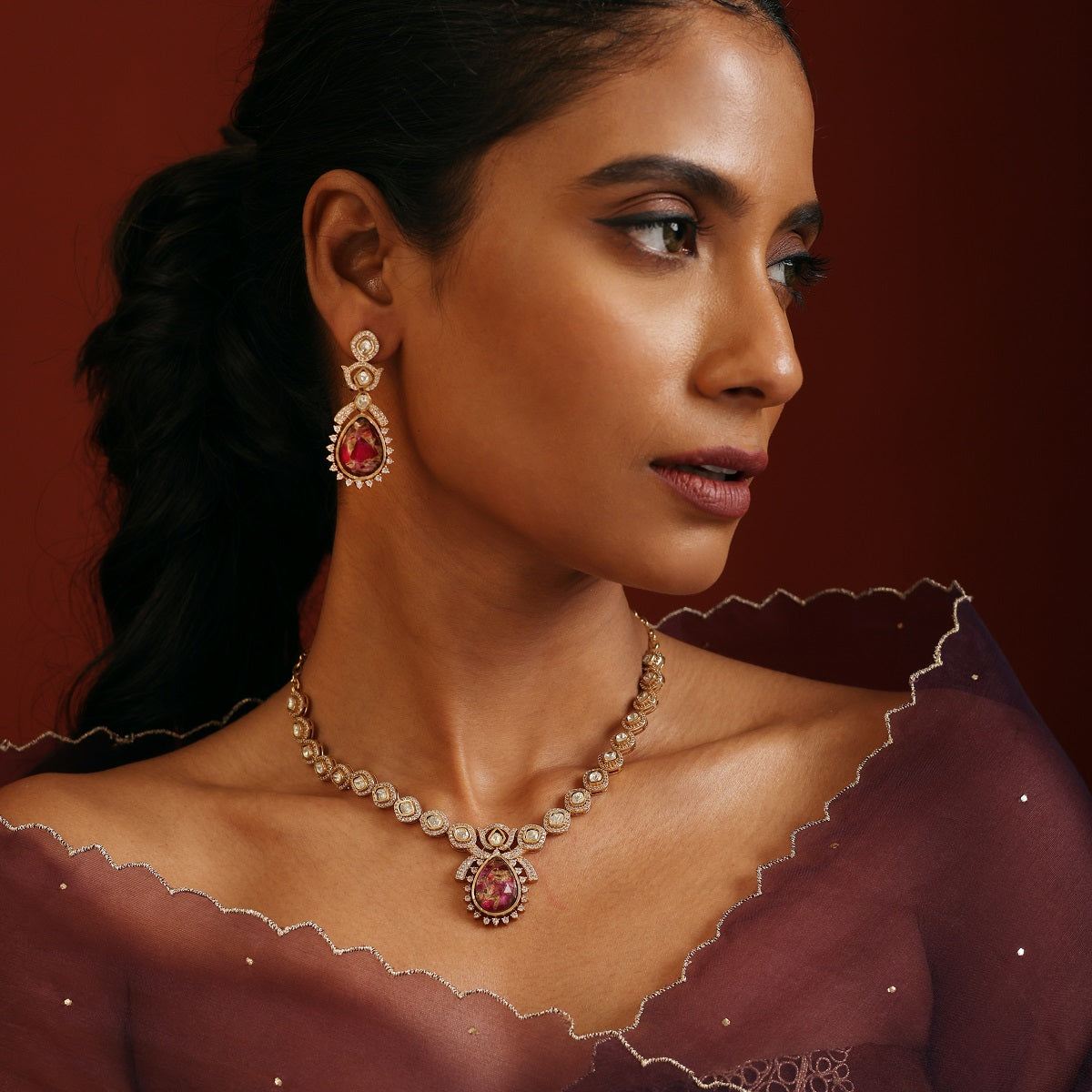 Wine Blossom Stone Set