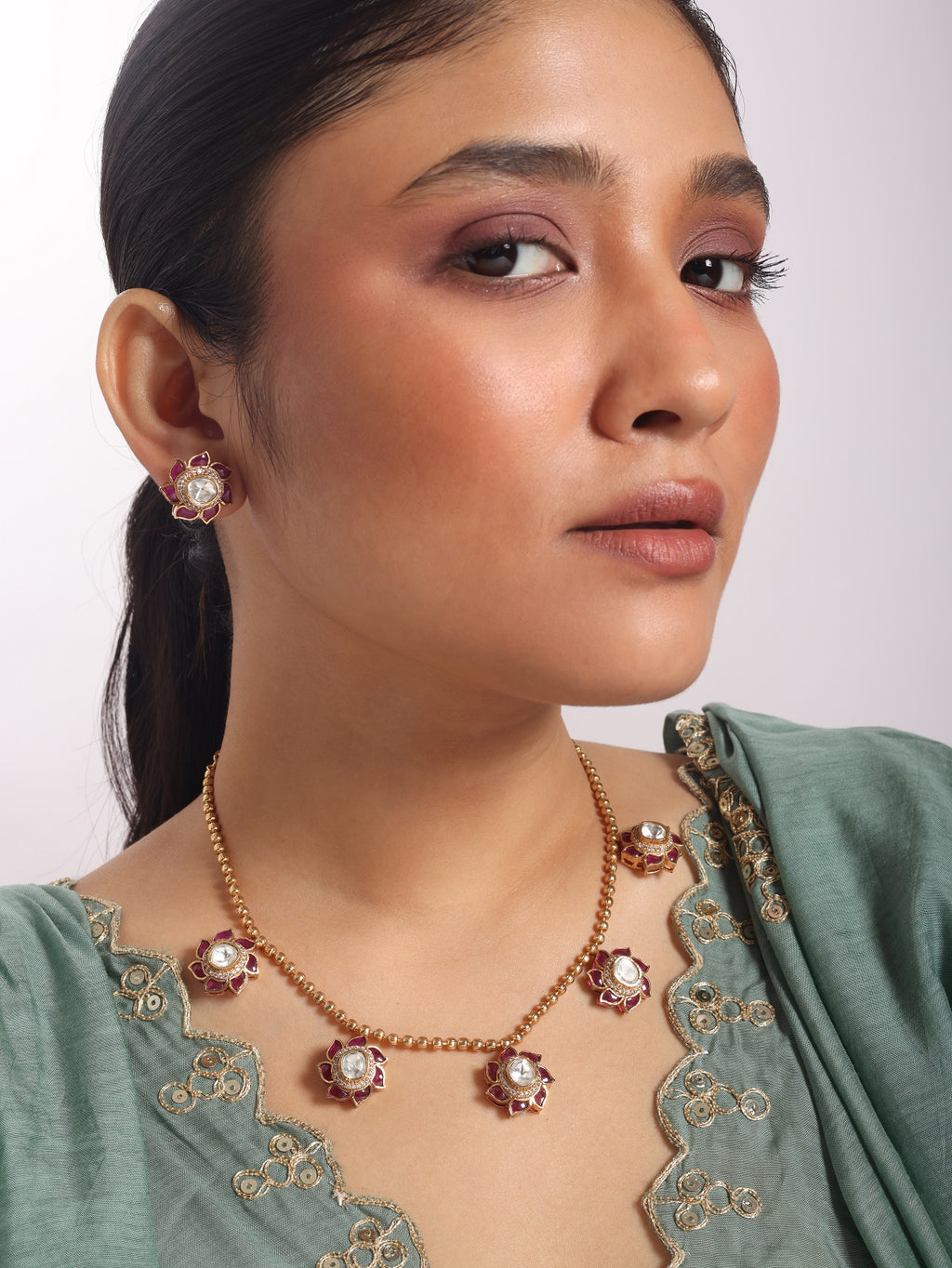 Ruby Flower Stone Set