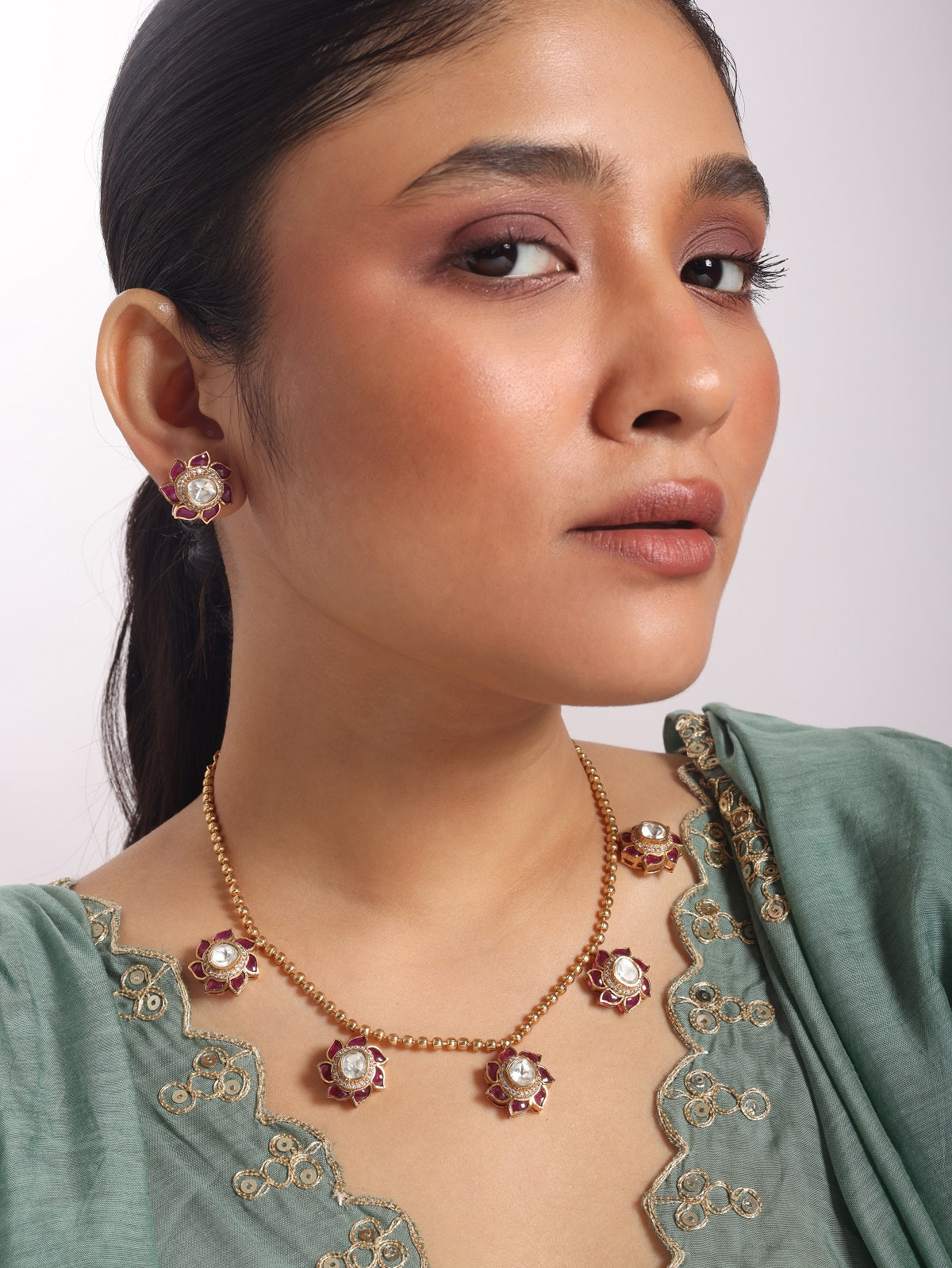 Ruby Flower Stone Set