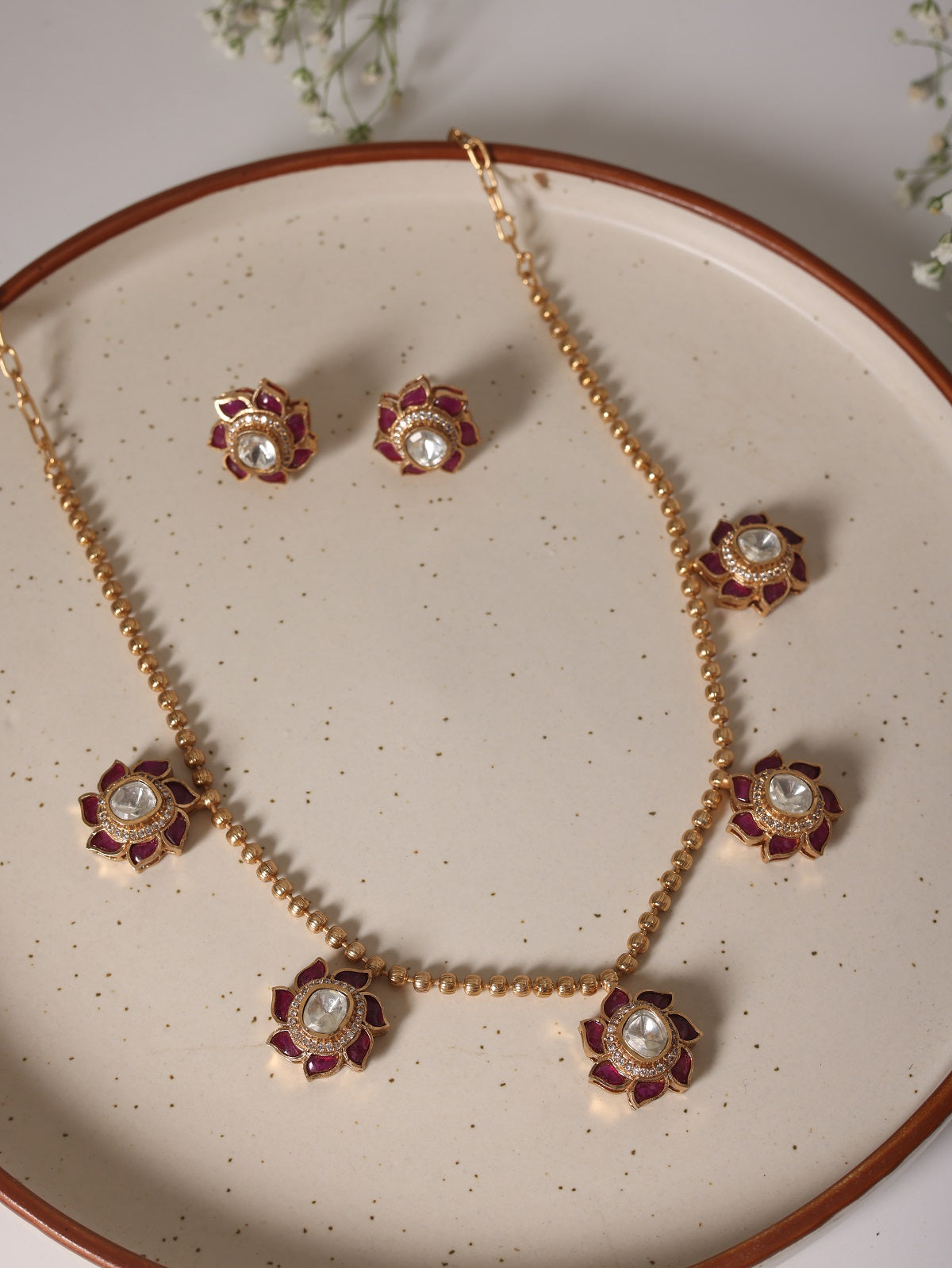 Ruby Flower Stone Set