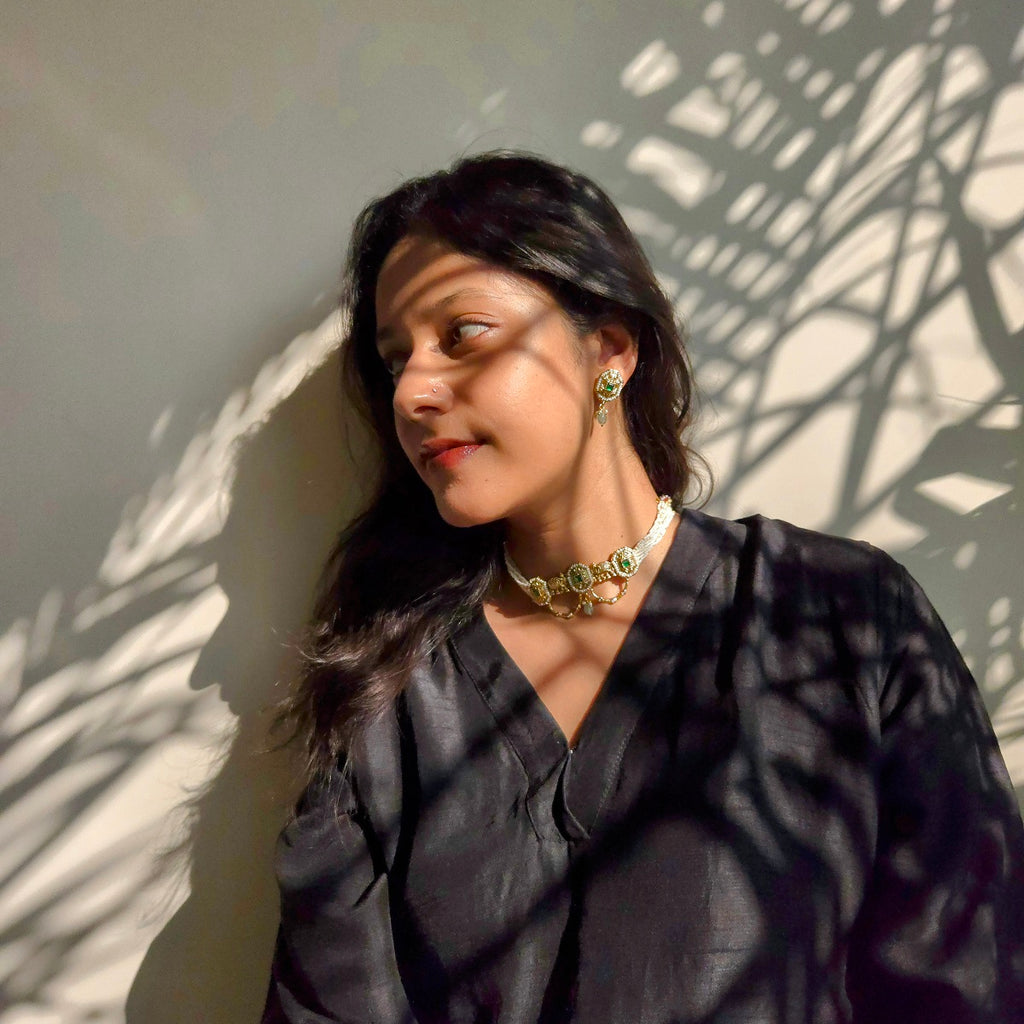 Gold Elephant Pearl Choker Set