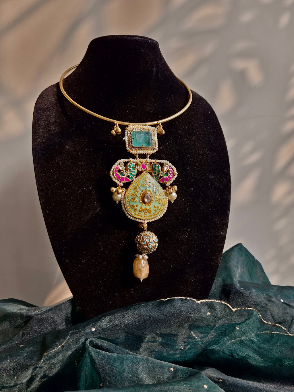 Multicoloured Meenakari Pendant Hasli