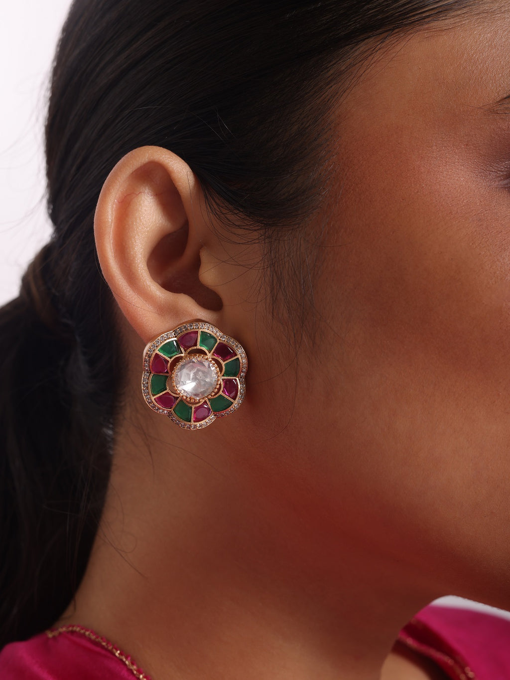 Petal Gem Stud Earrings