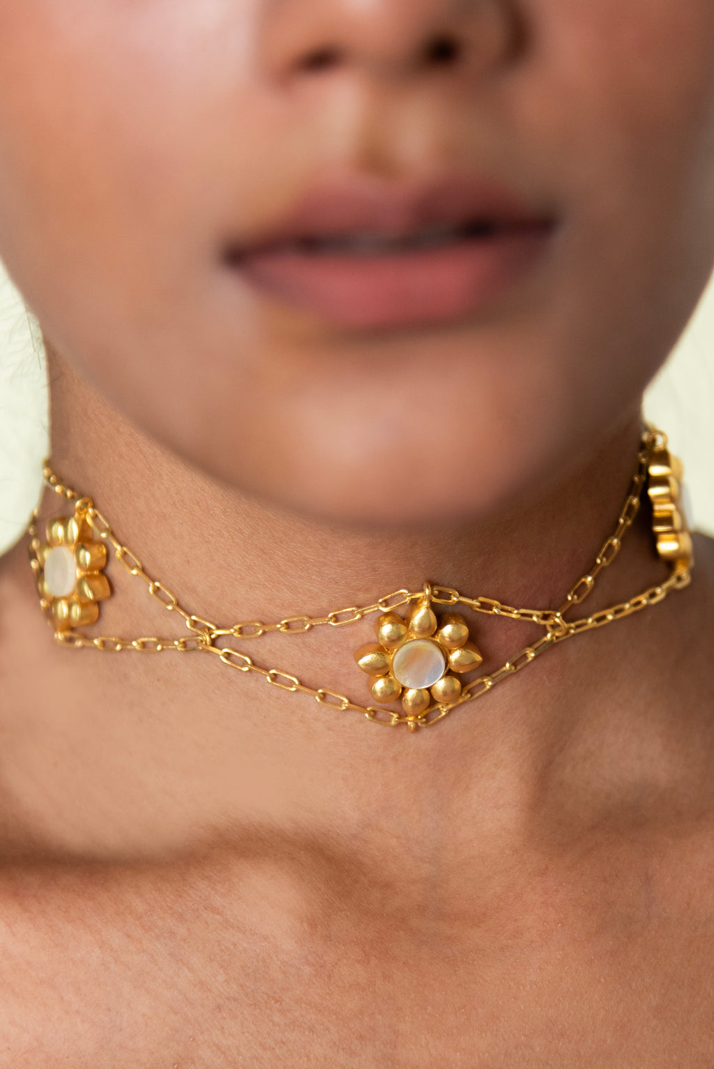 Gold Flower MOP Choker