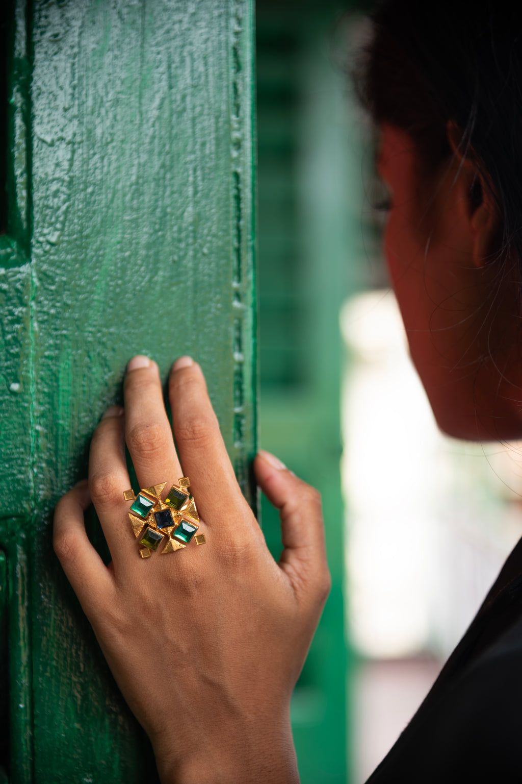 Green & Brown Square Ring
