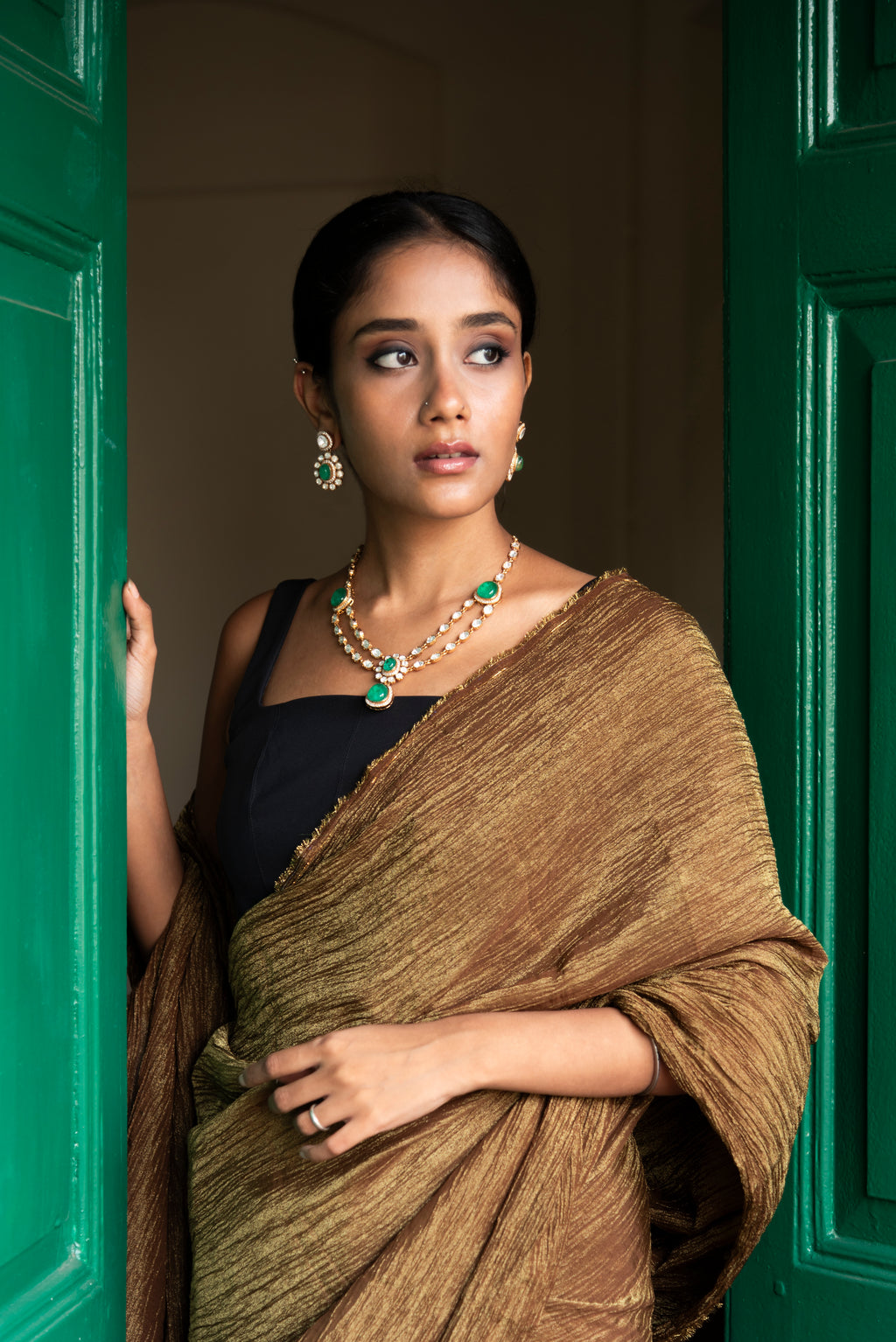 Green Double Chain Stone Set